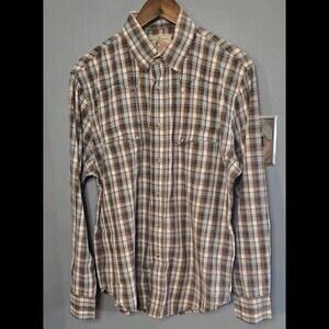 Wrangler American Cowboys Choose Brown Pearl Snap Plaid Long Sleeve Shirt Large